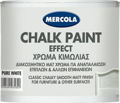 CHALK PAINT PURE WHITE 375ML MERCOLA (ΔΙΑΚΟΣΜΗΤΙΚΟ ΜΑΤ ΧΡΩΜΑ ΚΙΜΩΛΙΑΣ)